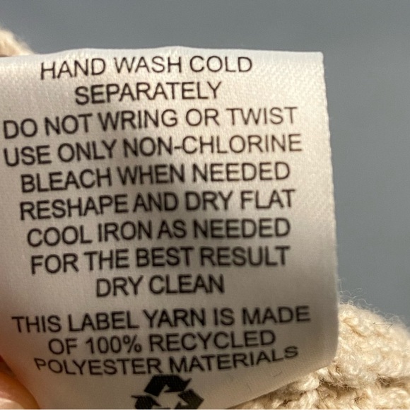 Pullover Sweater V-Neck Back Large Beige Hippie Rose - Picture 9 of 9